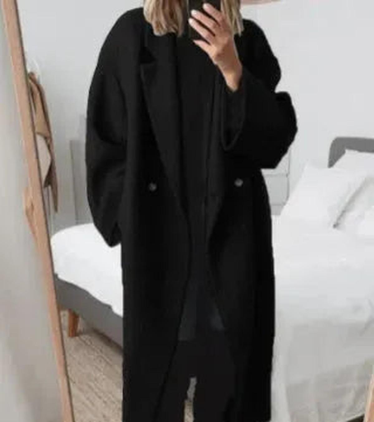 Oversized Coat With Lapel Collar