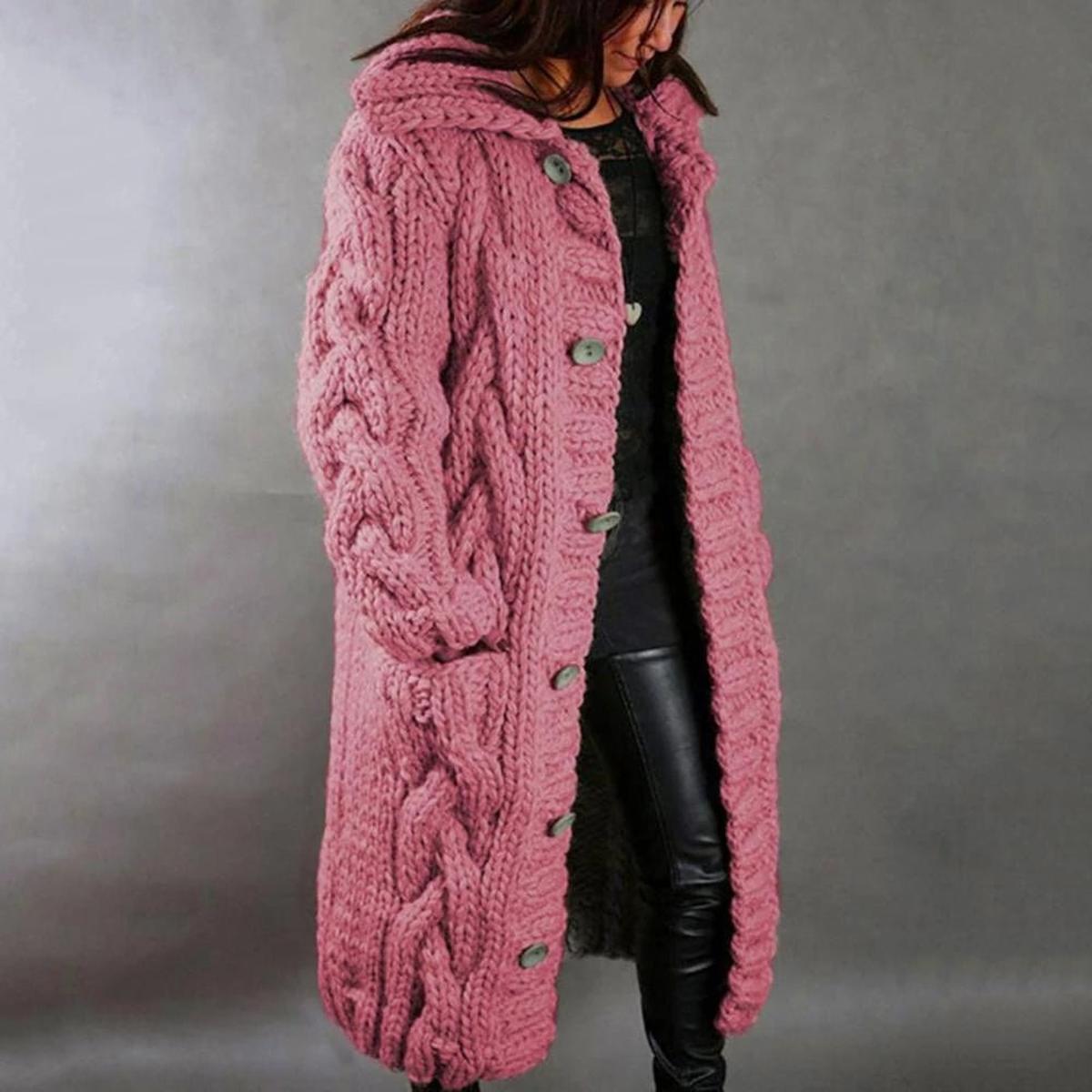 Women's Cozy Knit Coat With Long Sleeves